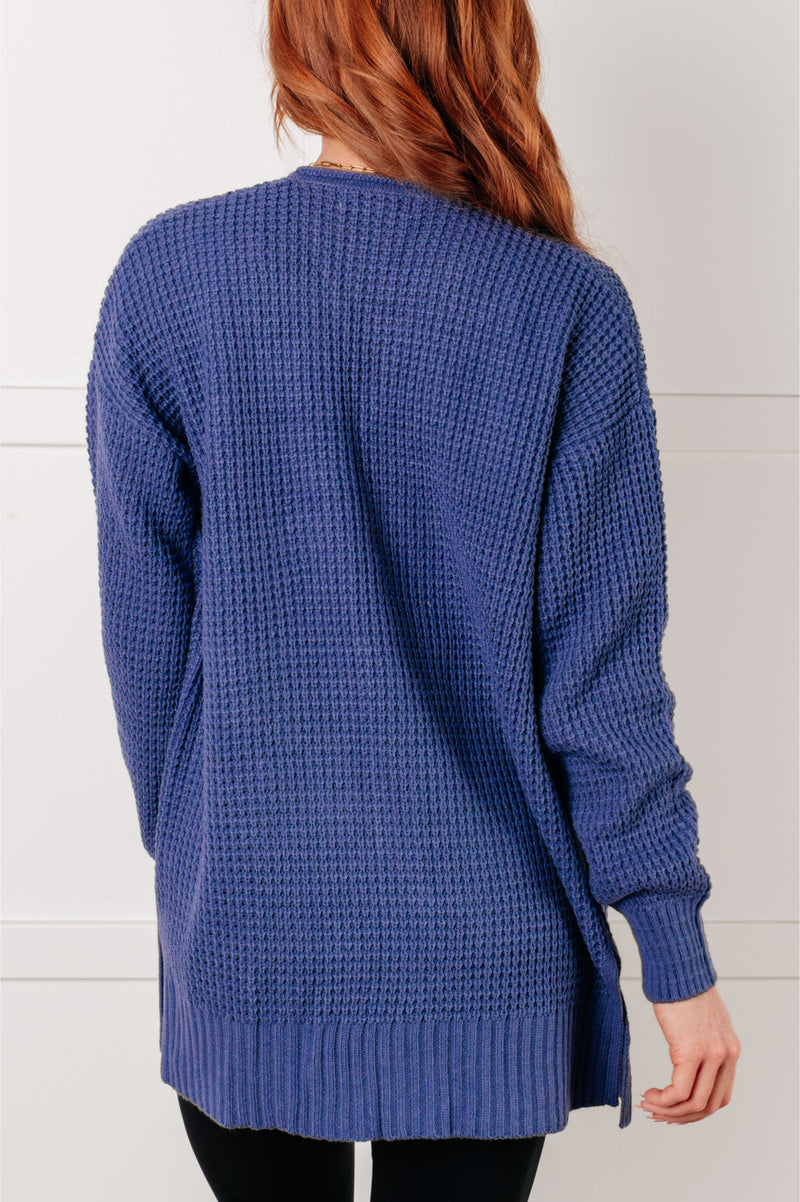 Everything Layer Waffle Knit Open Front Cardigan in Marlin - Maple Row Boutique