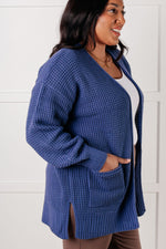 Everything Layer Waffle Knit Open Front Cardigan in Marlin - Maple Row Boutique