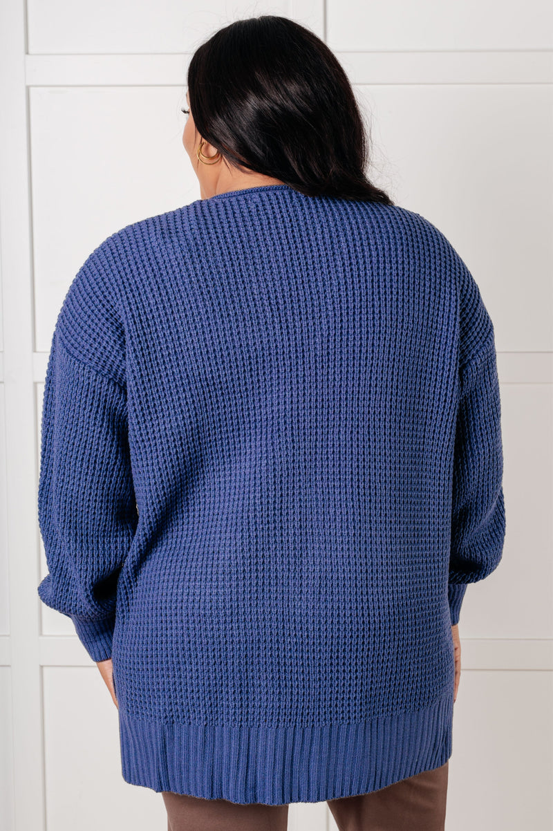 Everything Layer Waffle Knit Open Front Cardigan in Marlin - Maple Row Boutique