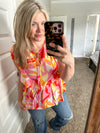 Emily Wonder Tie Front Blouse In Colorful Multi - Maple Row Boutique 