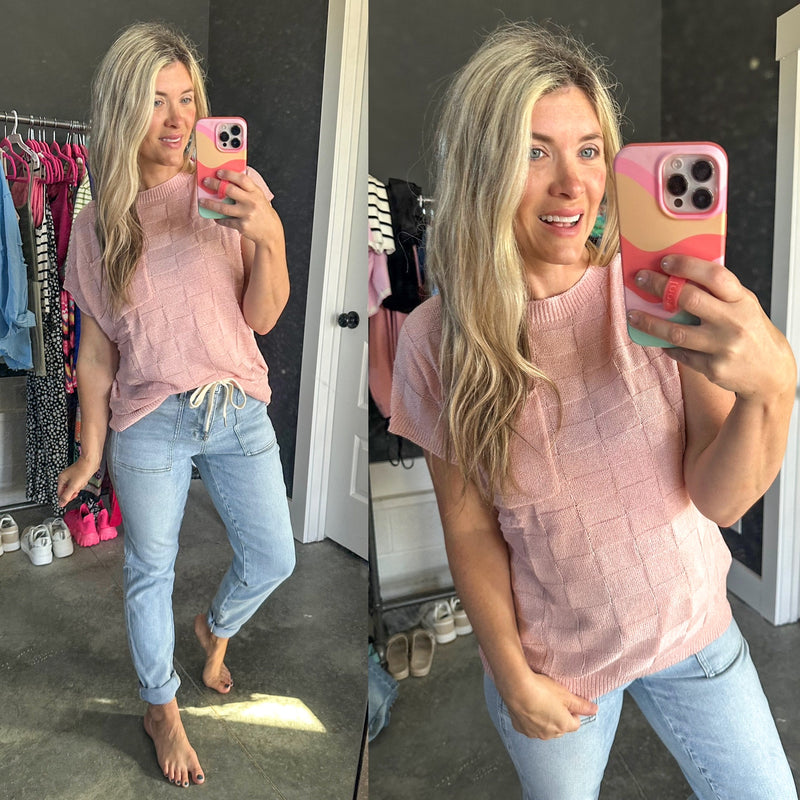 Checkmate Cap Sleeve Sweater - Maple Row Boutique 