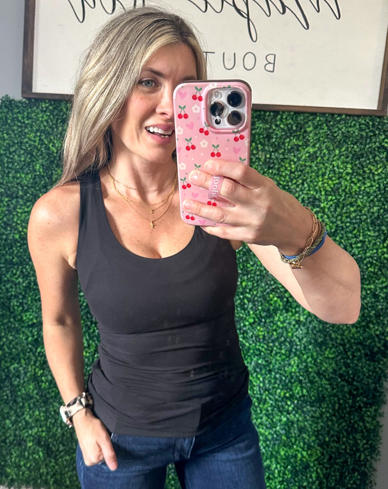 Seamless Tank In Black - Maple Row Boutique