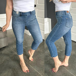 Emily High Rise Cool Denim Pull On Capri Jeans - Maple Row Boutique 