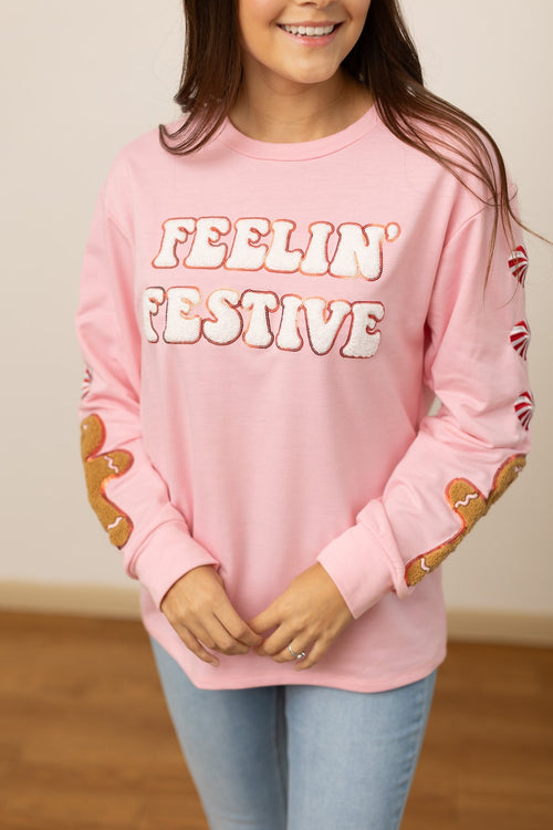 Feelin Festive Pink Sweater - Maple Row Boutique