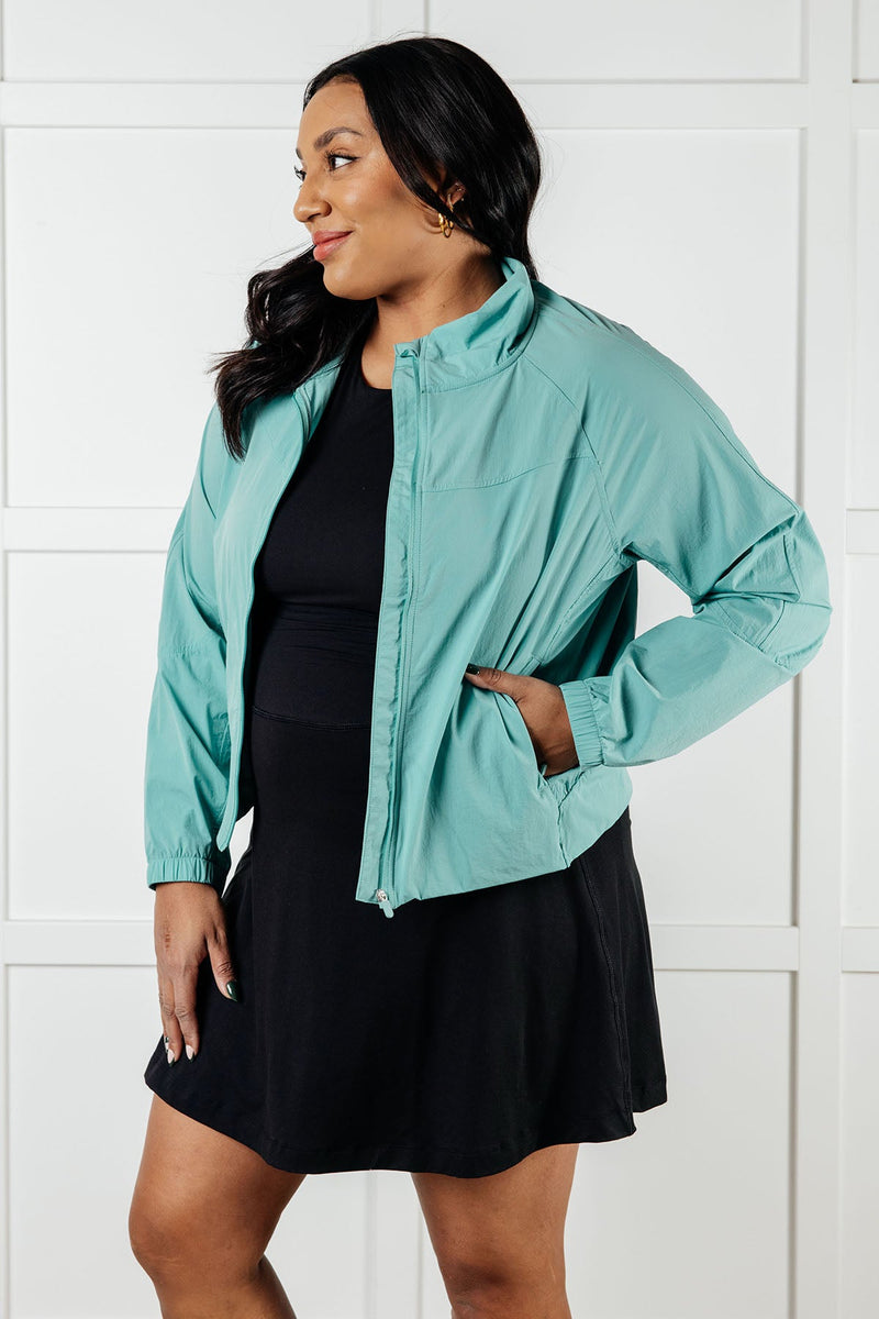 Fit Happens Nylon Tennis Jacket in Tidal Wave - Maple Row Boutique
