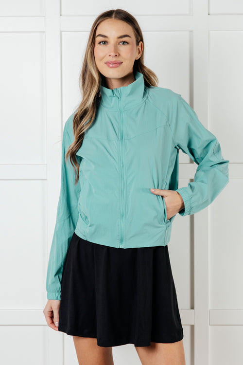 Fit Happens Nylon Tennis Jacket in Tidal Wave - Maple Row Boutique