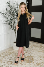 Flatter Me Later Relaxed Dress in Black - Maple Row Boutique