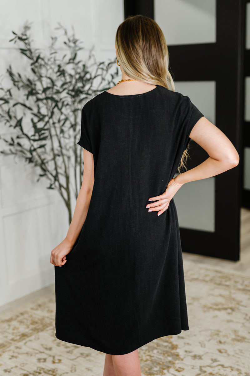 Flatter Me Later Relaxed Dress in Black - Maple Row Boutique