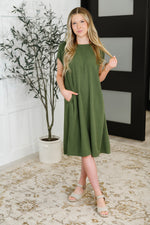 Flatter Me Later Relaxed Dress in Moss - Maple Row Boutique