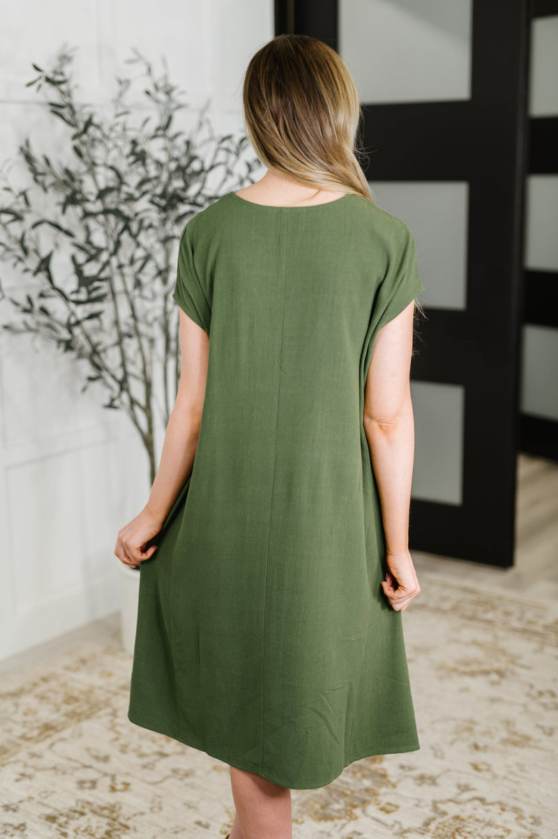 Flatter Me Later Relaxed Dress in Moss - Maple Row Boutique