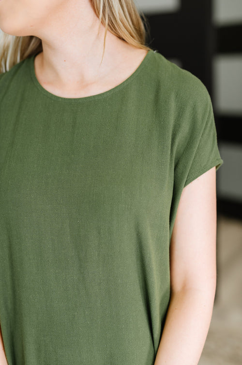 Flatter Me Later Relaxed Dress in Moss - Maple Row Boutique