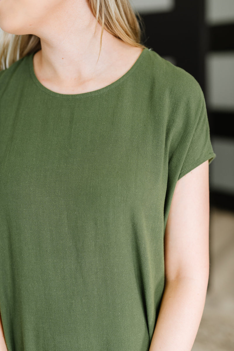 Flatter Me Later Relaxed Dress in Moss - Maple Row Boutique