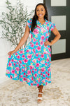 Fleurget Me Not Tiered Flutter Sleeve Dress in Aqua - Maple Row Boutique