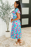 Fleurget Me Not Tiered Flutter Sleeve Dress in Aqua - Maple Row Boutique