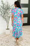 Fleurget Me Not Tiered Flutter Sleeve Dress in Aqua - Maple Row Boutique