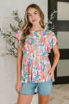 Flirt Alert Flutter Sleeve Top in Ivory - Maple Row Boutique