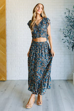 Flutter of Florals V-Neck Crop and Skirt Set - Maple Row Boutique 