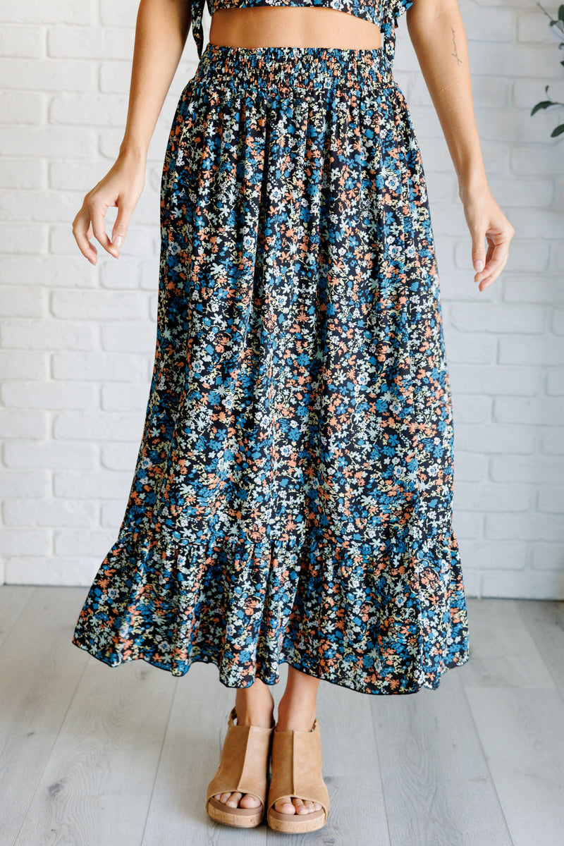 Flutter of Florals V-Neck Crop and Skirt Set - Maple Row Boutique 
