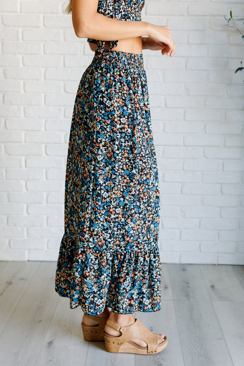 Flutter of Florals V-Neck Crop and Skirt Set - Maple Row Boutique 