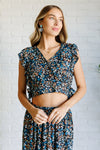 Flutter of Florals V-Neck Crop and Skirt Set - Maple Row Boutique 