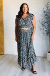 Flutter of Florals V-Neck Crop and Skirt Set - Maple Row Boutique 