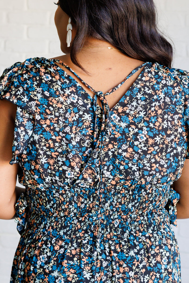 Flutter of Florals V-Neck Crop and Skirt Set - Maple Row Boutique 