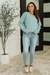 For the Experience Relaxed Pullover in Ash Blue - Maple Row Boutique