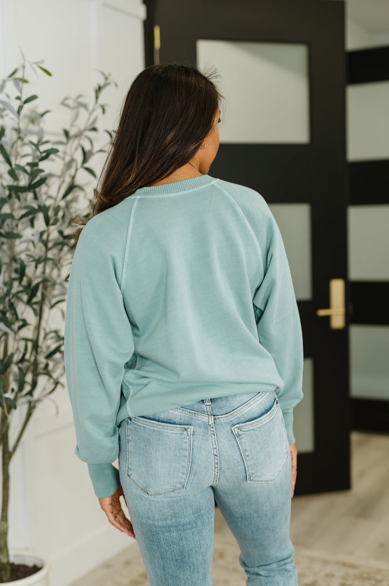 For the Experience Relaxed Pullover in Ash Blue - Maple Row Boutique