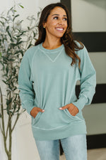 For the Experience Relaxed Pullover in Ash Blue - Maple Row Boutique