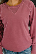 For the Experience Relaxed Pullover in Cabernet - Maple Row Boutique