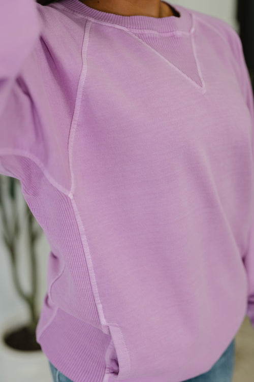 For the Experience Relaxed Pullover in Lavender - Maple Row Boutique