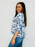 Frill Me With Sunshine in Ivory and Navy - Maple Row Boutique