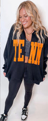 TENN Sweatshirt Cardigan in Black Preorder - Maple Row Boutique