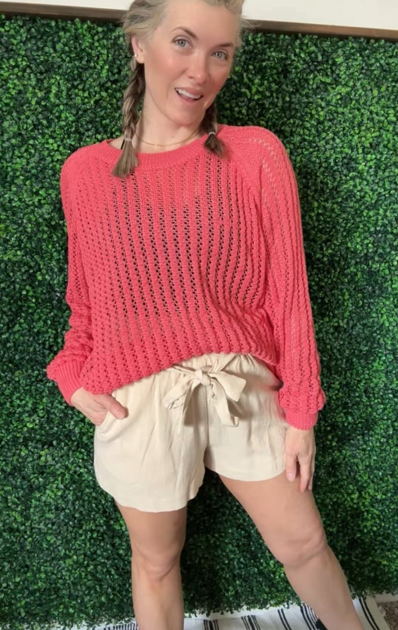Corinne Coral Spring Sweater - Maple Row Boutique