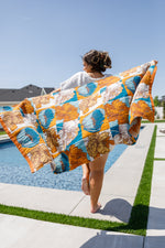 Luxury Beach Towel in Block Floral - Maple Row Boutique 