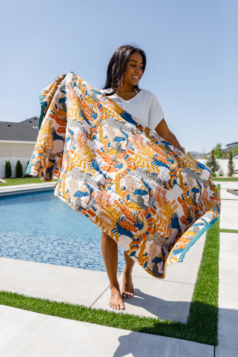 Luxury Beach Towel in Bird Of Paradise - Maple Row Boutique 