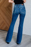 Gabriella Mid Rise Distressed Button Fly Flare - Maple Row Boutique 