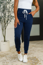 Giving the Run Around Joggers in Navy - Maple Row Boutique