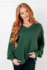 Good Things Are Coming V-Neck Top in Green - Maple Row Boutique