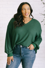 Good Things Are Coming V-Neck Top in Green - Maple Row Boutique