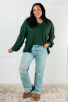 Good Things Are Coming V-Neck Top in Green - Maple Row Boutique