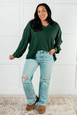 Good Things Are Coming V-Neck Top in Green - Maple Row Boutique