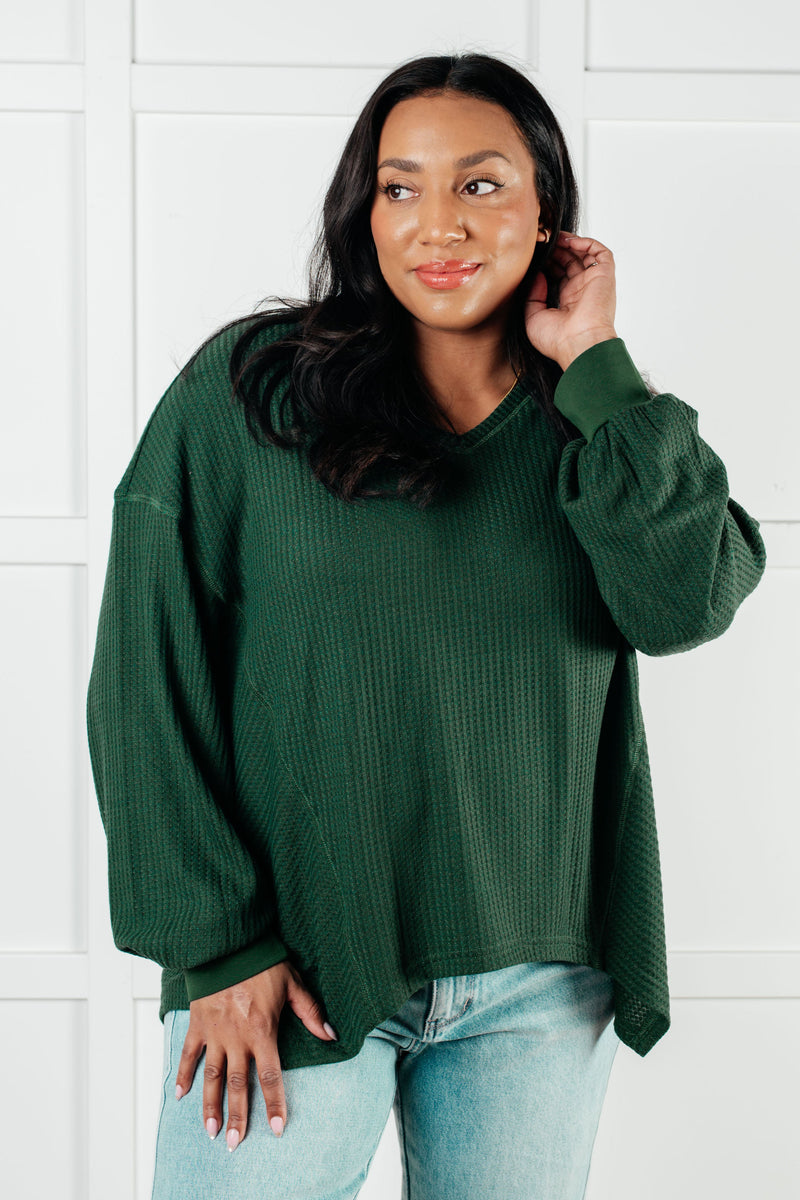 Good Things Are Coming V-Neck Top in Green - Maple Row Boutique