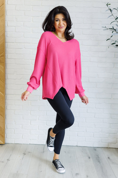 Good Things Are Coming V-Neck Top in Pink - Maple Row Boutique