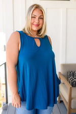 Greater than Great Keyhole Detail Tank in Teal - Maple Row Boutique