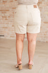 Greta High Rise Garment Dyed Shorts in Bone - Maple Row Boutique