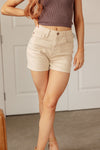 Greta High Rise Garment Dyed Shorts in Bone - Maple Row Boutique