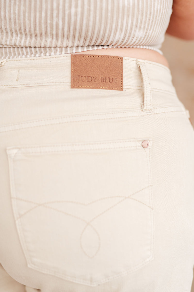 Greta High Rise Garment Dyed Shorts in Bone - Maple Row Boutique