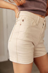 Greta High Rise Garment Dyed Shorts in Bone - Maple Row Boutique