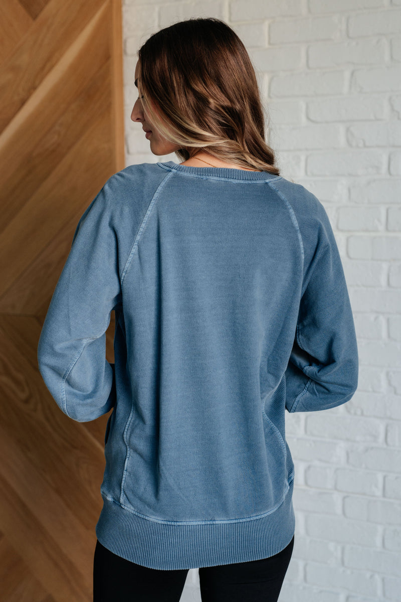 Hands Down Favorite Sweatshirt in Dusty Blue - Maple Row Boutique 